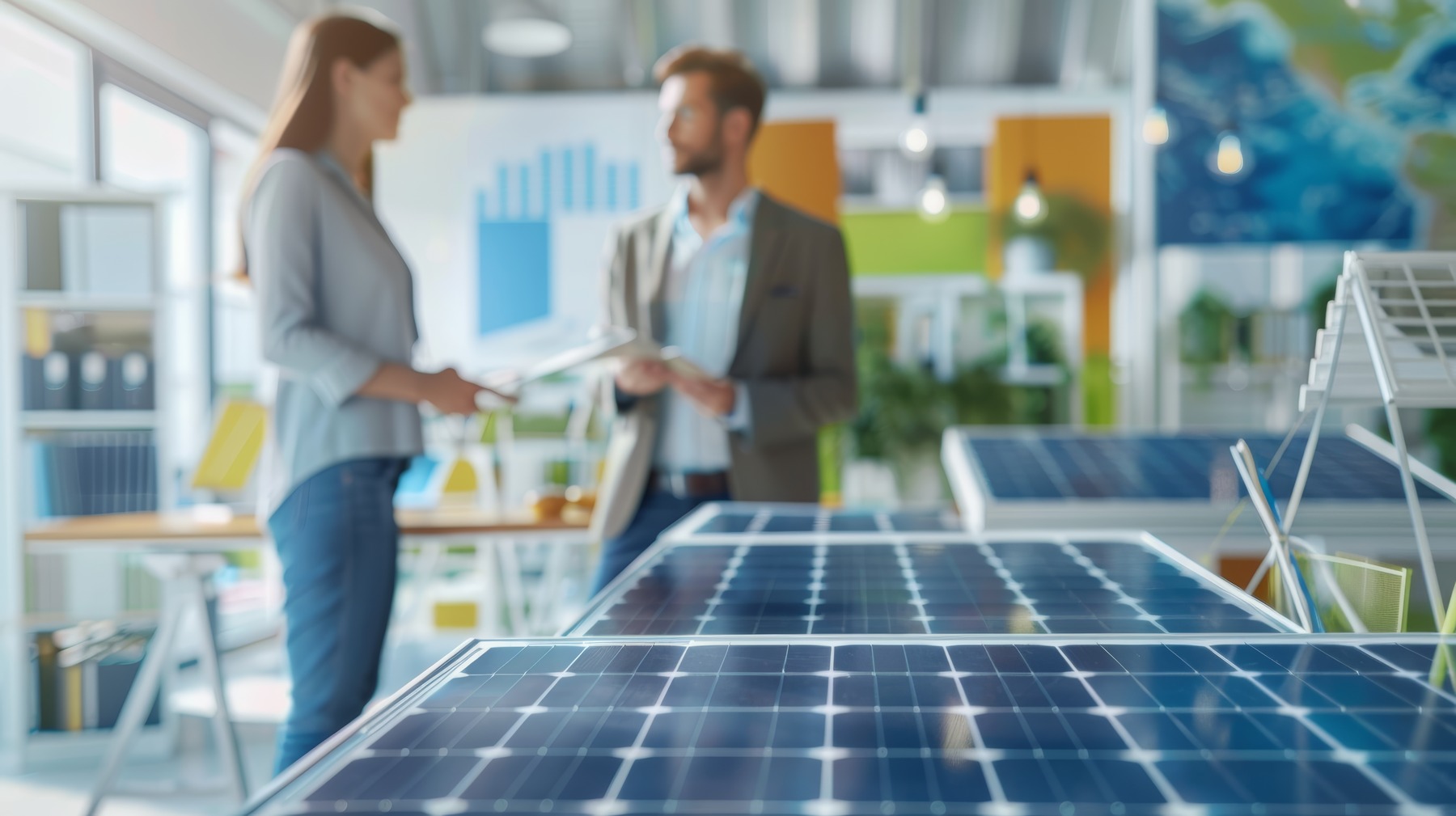 modelos de paneles solares con demostracion de ahorro de energia en el fondo